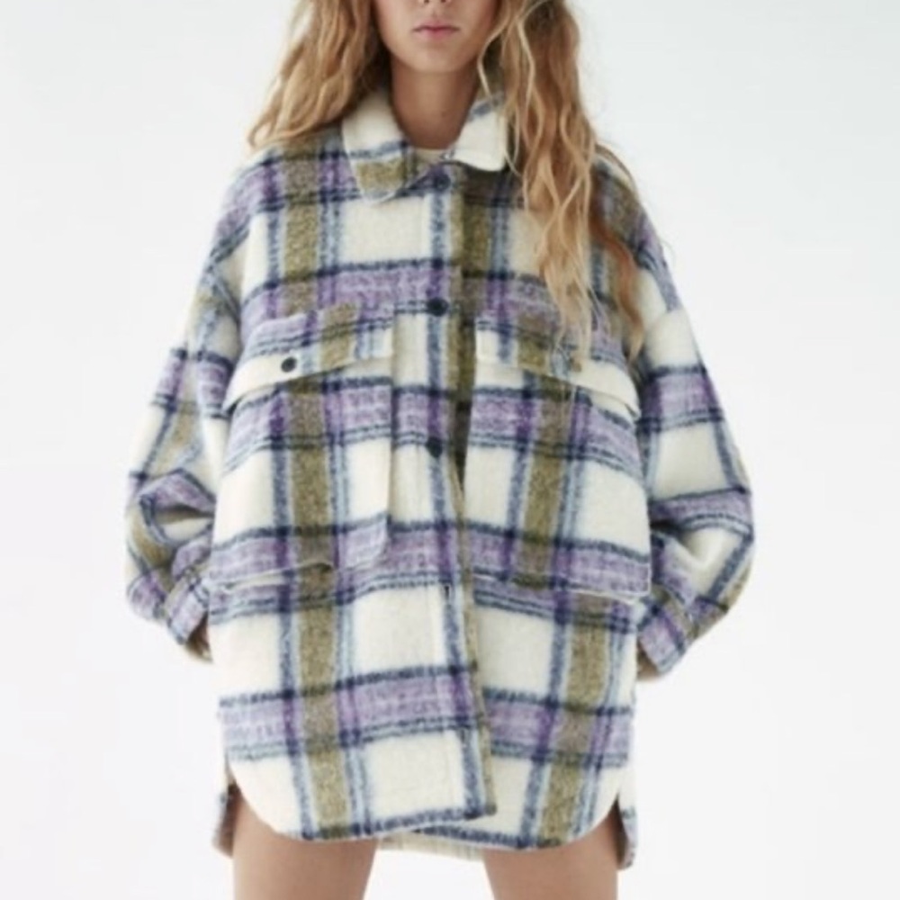ZARA OVERSIZED PLAID OVERSHIRT